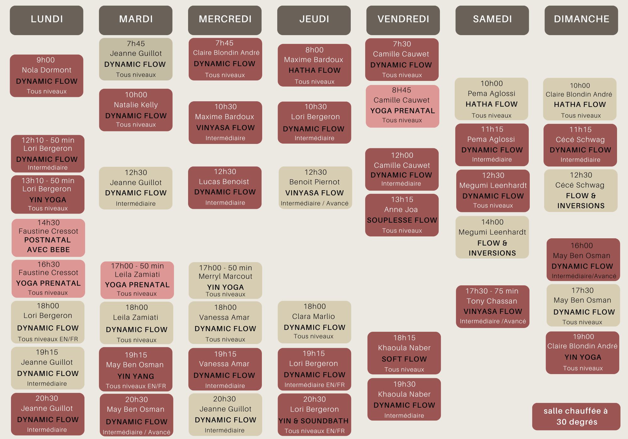 👉 Planning des cours de yoga à Paris Batignolles 75017 – Vinyasa, Hot Yoga, Soft Flow, Dynamic Flow, Yin Yoga & Soundbath